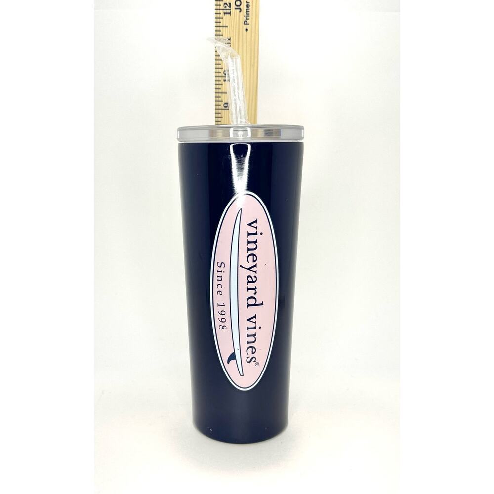 Vineyard Vines Stainless Steel 22.5 oz Drink Tumbler with Lid & Straw